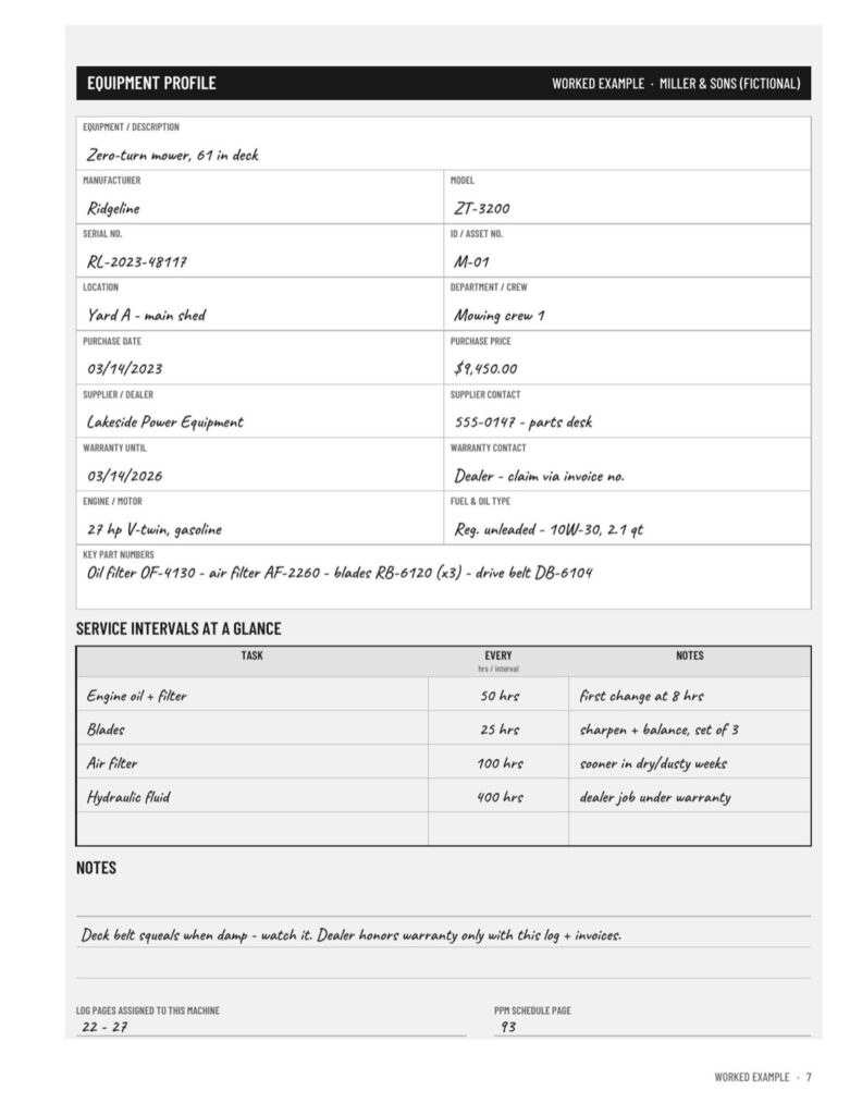 Equipment Maintenance Log Book, photo 3