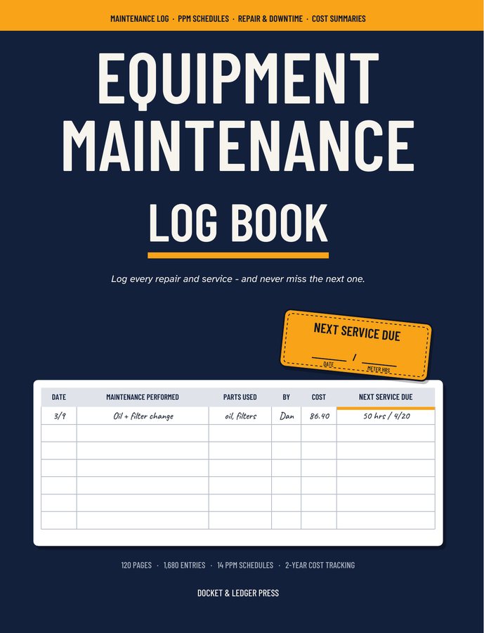 Equipment Maintenance Log Book
