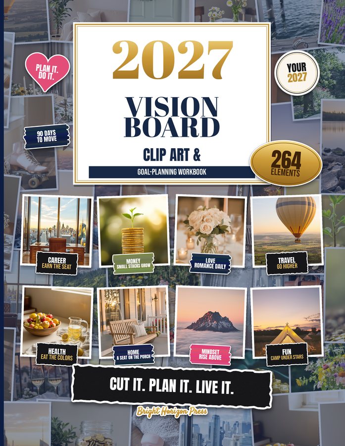 2027 Vision Board Clip Art & Goal-Planning Workbook